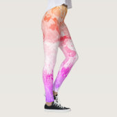 Roze Paars Rood Geel Witte Moderne Abstract Leggings (Rechts)