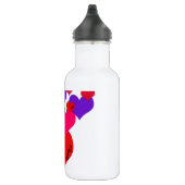 Roze, Paars, rood hart met zwarte rol Waterfles (Rechts)