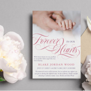 Roze Paars voor eeuwig in ons hart Baby-herdenking Aankondiging