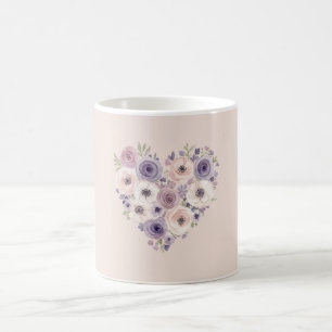 Roze Paars Witte Bloemhart Koffiemok