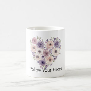 Roze Paars Witte Bloemhart Koffiemok