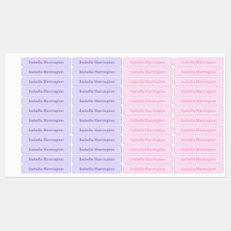 Roze/Paarse aangepaste naam Iron-on stof kleding Labels