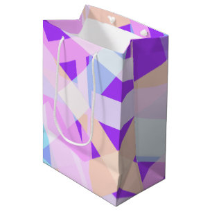 Roze Paarse Abstracte Geometrische Stripes Gift Ba Medium Cadeauzakje