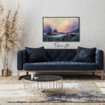 Roze Paarse Abstracte Landschapszonsondergang