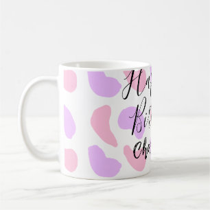 Roze paarse abstracte vormen gelukkige 1e verjaard koffiemok