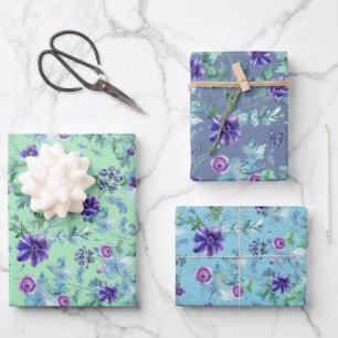 Roze Paarse Anemones Spring Outdoor Vrijgezellenfe Inpakpapier Vel