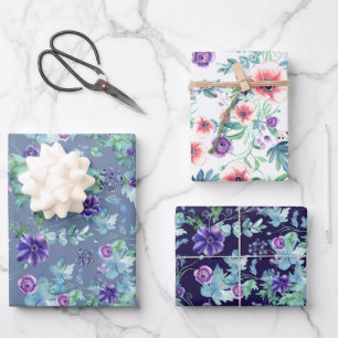 Roze Paarse Anemones Spring Outdoor Vrijgezellenfe Inpakpapier Vel