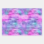 Roze Paarse Aqua Sparkle Gliters Inpakpapier Vel (Voorkant)
