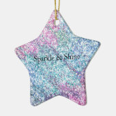 Roze Paarse Aqua Unicorn Glitter Sparkle Keramisch Ornament (Links)