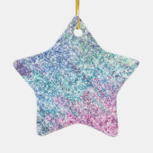 Roze Paarse Aqua Unicorn Glitter Sparkle Keramisch Ornament (Achterkant)