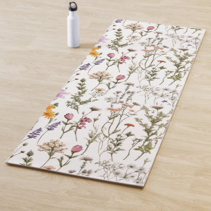 Roze Paarse Aquarel Wilde Bloem Aquarel Yogamat