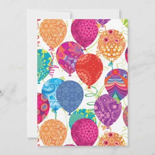 Roze Paarse ballonnen 75ste verjaardag Kaart (Achterkant)