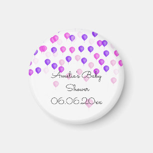 Roze Paarse ballonvaarder Baby shower Magnet Magneet