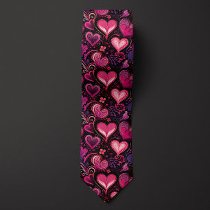 Roze & Paarse Batik-geïnspireerde Valentijn Hart Stropdas