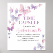 Roze Paarse Birthday Time Capsule-teken Poster (Voorkant)