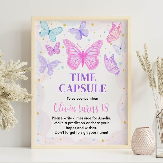 Roze Paarse Birthday Time Capsule-teken Poster
