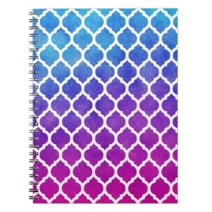 Roze Paarse blauw Ombre Marokkaanse Lattice Notitieboek