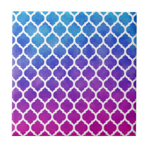 Roze Paarse blauw Ombre Marokkaanse Lattice Tegeltje