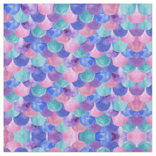 Roze Paarse blauwe Blauwgroen Waterverf Zeemeermin Stof