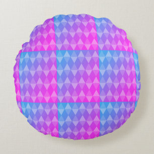 Roze, Paarse, Blauwe Diamant Patroon Rond Kussen