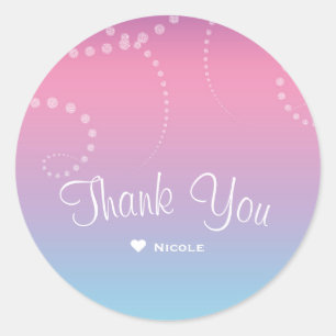 Roze Paarse Blauwe Gedompelde Meisjes Verjaardagsf Ronde Sticker