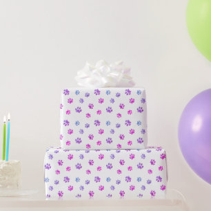 Roze Paarse Blauwe Pootafdrukken Patroon Cadeaupapier