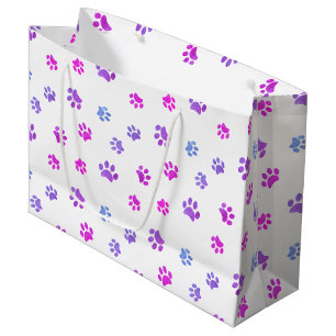 Roze Paarse Blauwe Pootafdrukken Patroon Groot Cadeauzakje