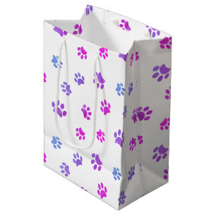 Roze Paarse Blauwe Pootafdrukken Patroon Medium Cadeauzakje