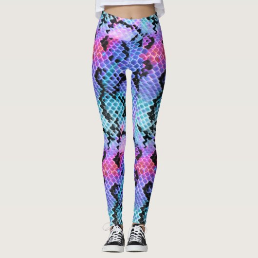 Roze Paarse blauwe regenboog Leggings (Voorkant)
