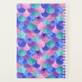 Roze Paarse blauwe Waterverf Zeemeermin monogram Planner (Achterkant)