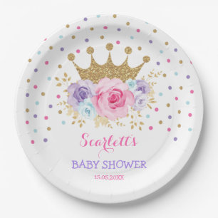 Roze Paarse Blauwgroen kroonprinses Baby shower Gi Papieren Bordje