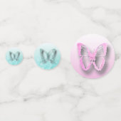 Roze, Paarse, Blauwgroen Vlinders Party Confetti (Voorkanten)