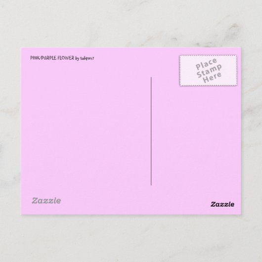 roze/paarse bloem briefkaart (Achterkant)