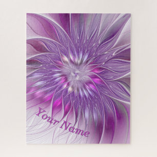 Roze Paarse Bloem Passie Abstract Fractal Naam Legpuzzel