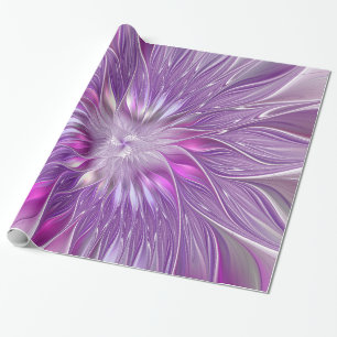 Roze Paarse Bloem Passie Abstracte Fractale Kunst Cadeaupapier
