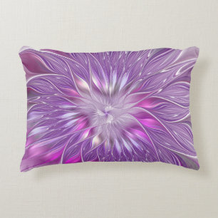 Roze Paarse Bloem Passie Abstracte Fractale Kunst Decoratief Kussen