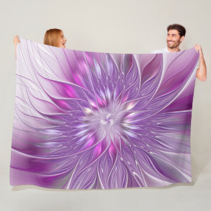 Roze Paarse Bloem Passie Abstracte Fractale Kunst Fleece Deken