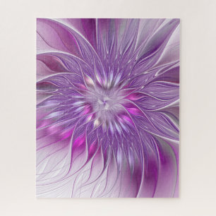 Roze Paarse Bloem Passie Abstracte Fractale Kunst Legpuzzel