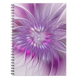 Roze Paarse Bloem Passie Abstracte Fractale Kunst Notitieboek