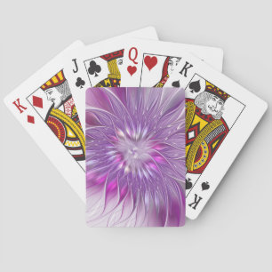 Roze Paarse Bloem Passie Abstracte Fractale Kunst Pokerkaarten