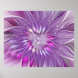 Roze Paarse Bloem Passie Abstracte Fractale Kunst Poster