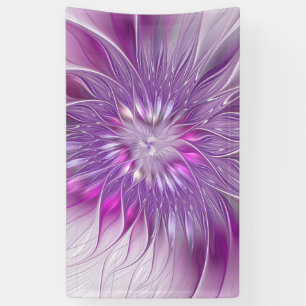 Roze Paarse Bloem Passie Abstracte Fractale Kunst Spandoek