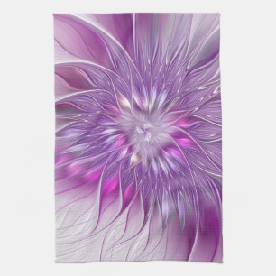 Roze Paarse Bloem Passie Abstracte Fractale Kunst Theedoek