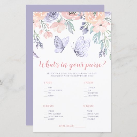 Roze Paarse Bloem Vlinder Wat Zit Er In Je Tas (Voorkant / Achterkant)