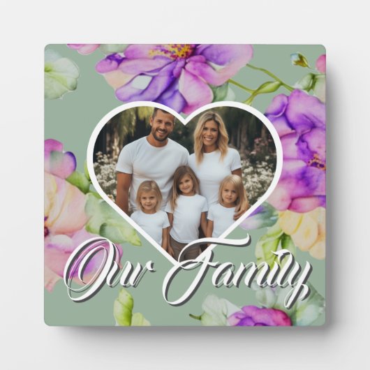 roze paarse bloemen Familie foto template Fotoplaat (Voorkant)
