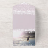 Roze Paarse Bloemen Geometrisch Goud Lijst Bruilof All In One Uitnodiging (Buitenkant)