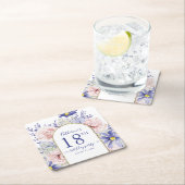 Roze Paarse Bloemen God Lijst 18e Verjaardagsfeest Vierkante Kartonnen Onderzetter (Insitu)