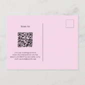 Roze paarse bloemen QR code details RSVP bruiloft Uitnodiging Briefkaart (Achterkant)
