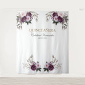 Roze paarse bloemen Roze Goud QUINCEAÑERA Prop Wandkleed (Voorkant)
