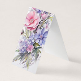 Roze & Paarse Bloemen Vouwen Bladwijzer Bookmarker Visitekaartjes